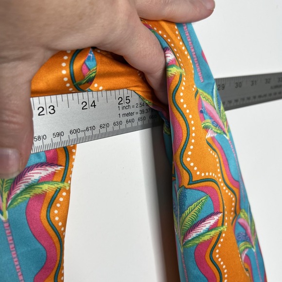 Chelsea Peers Pajama Set Womens Large 14 Orange Tropical Satin 2 Piece Wrap Top - Picture 11 of 16